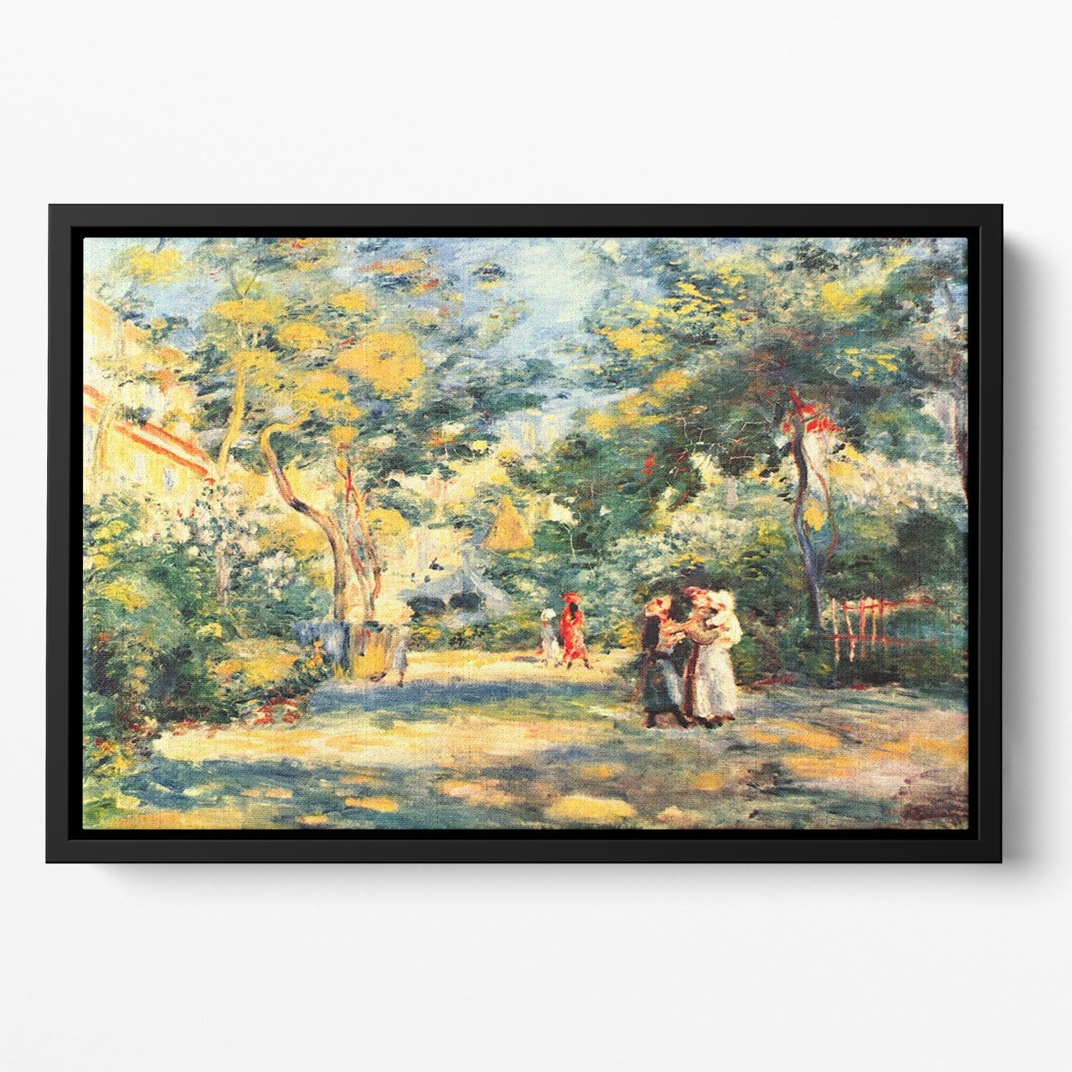 Figures in the garden by Renoir Floating Framed Canvas