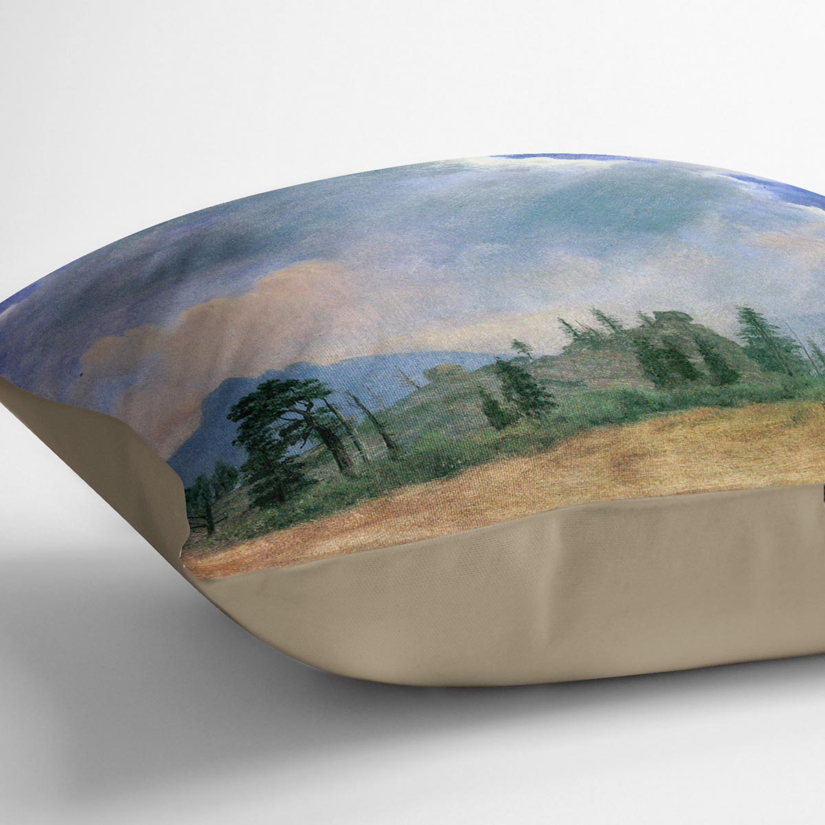 Fir trees and storm clouds by Bierstadt Cushion - Canvas Art Rocks - 2