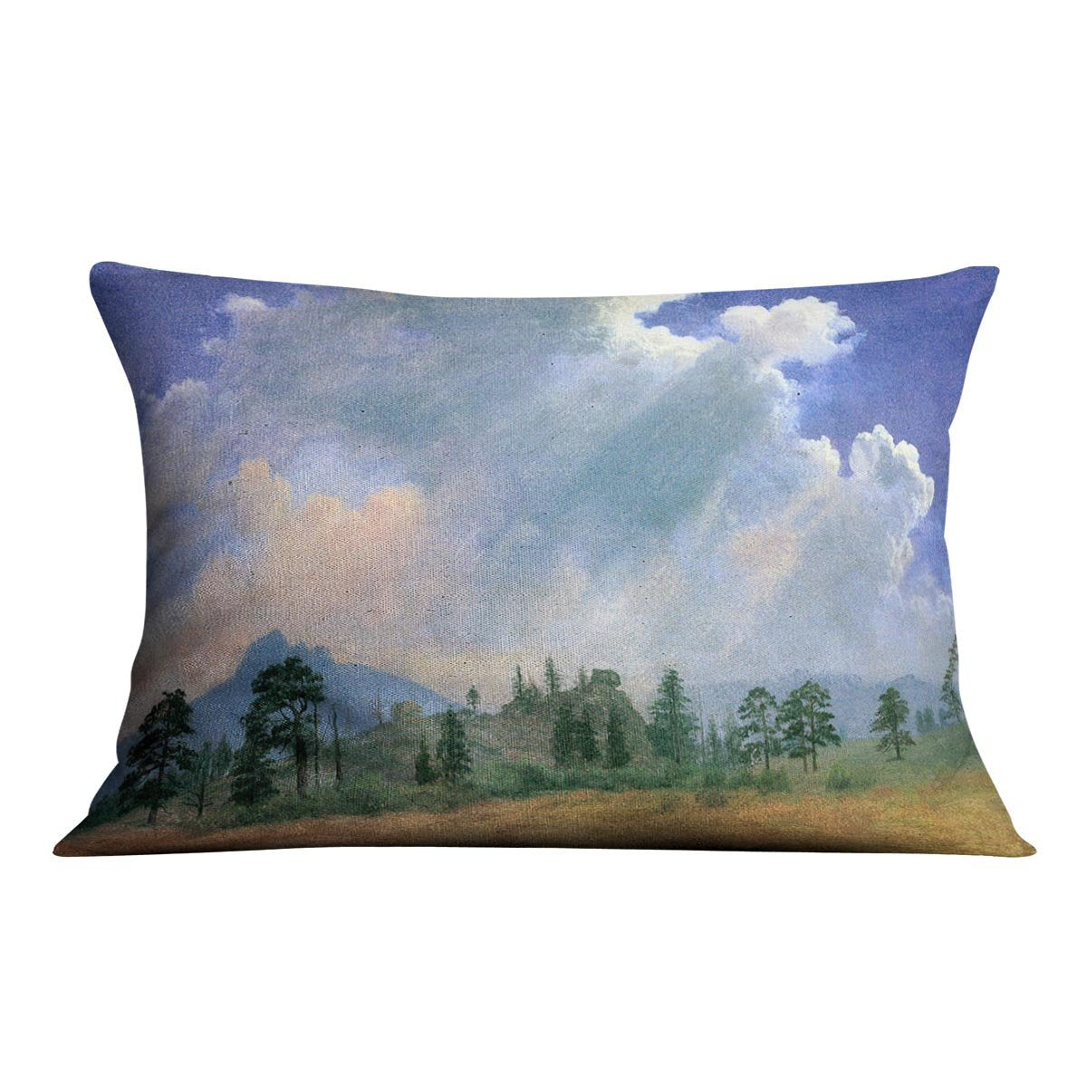 Fir trees and storm clouds by Bierstadt Cushion - Canvas Art Rocks - 4