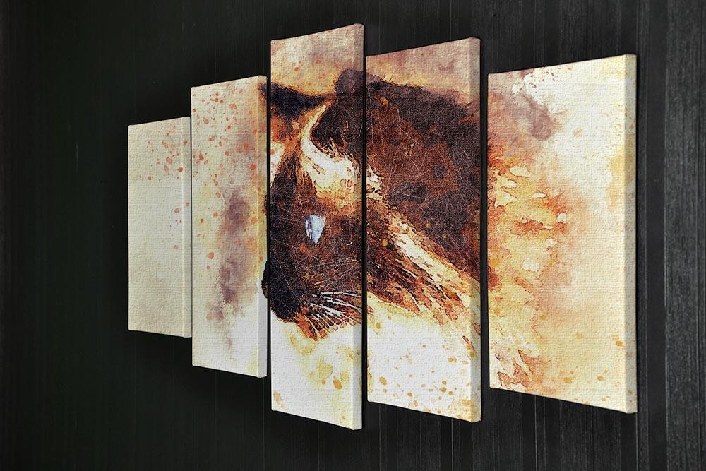 Fire Cat Painting 5 Split Panel Canvas - Canvas Art Rocks - 2