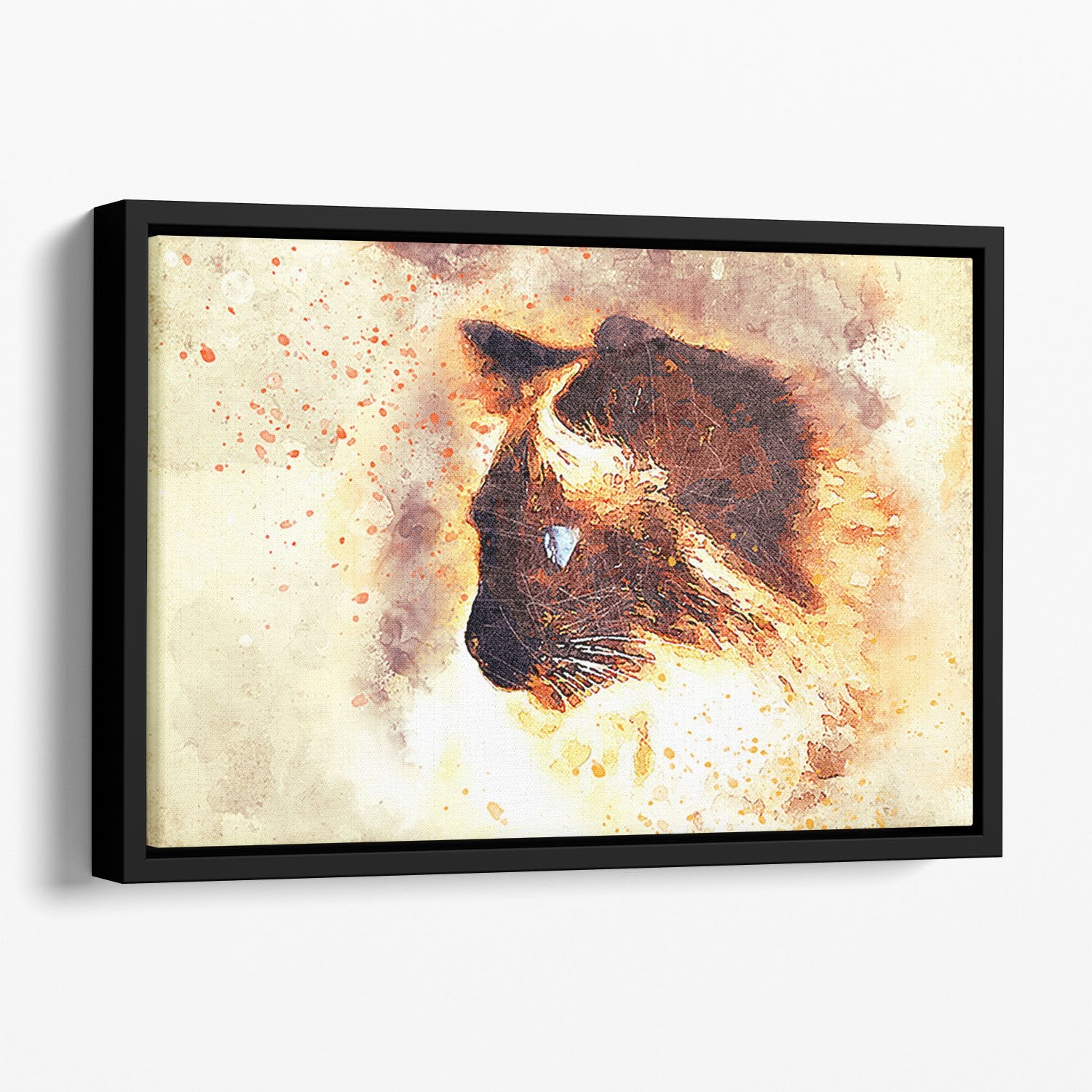 Fire Cat Painting Floating Framed Canvas