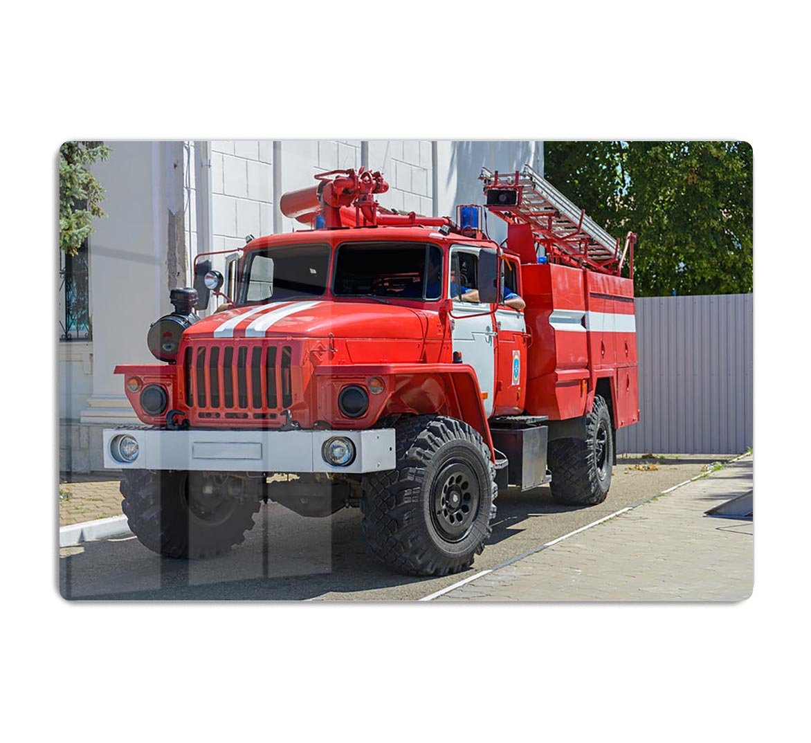 Fire Truck In The City HD Metal Print