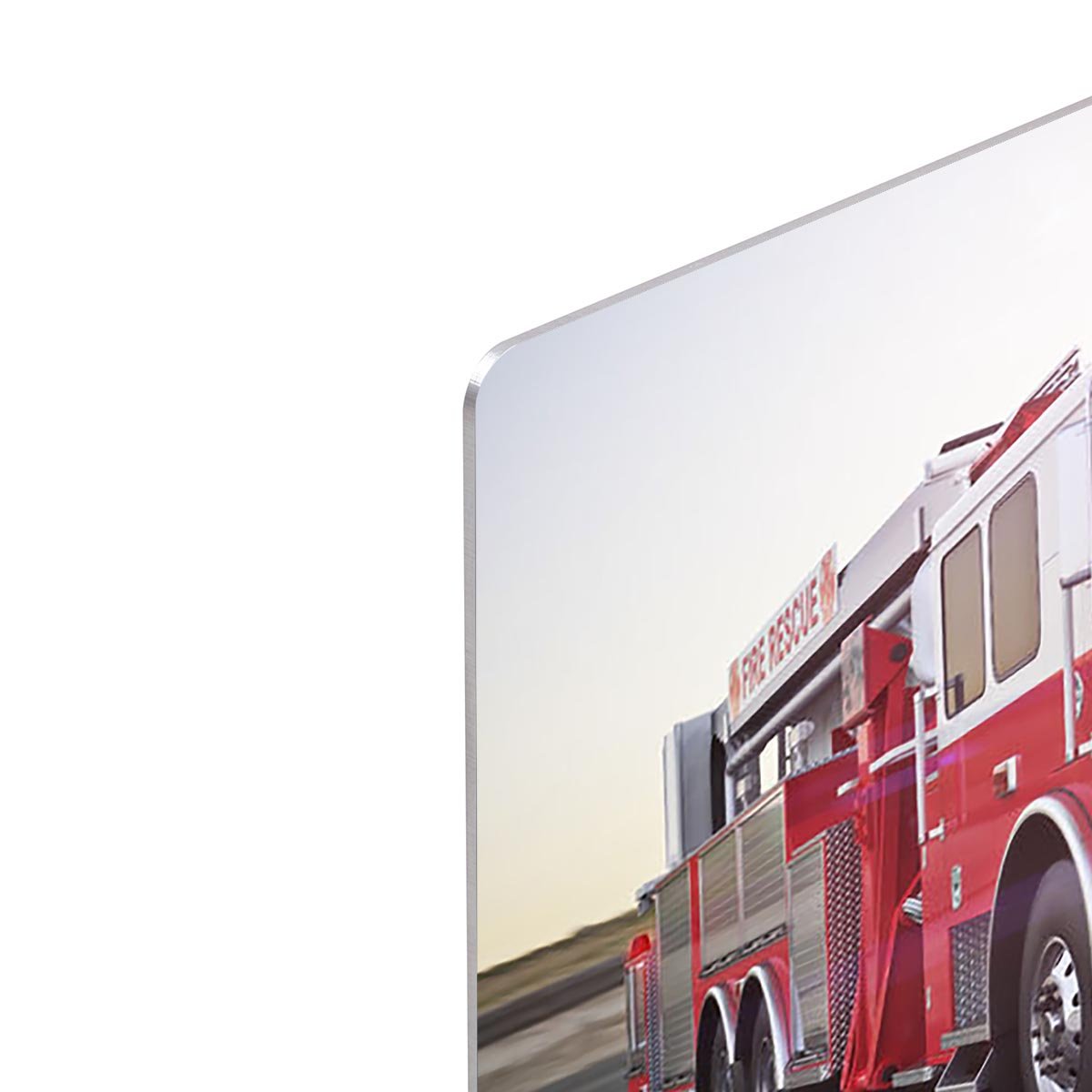 Fire truck running with lights and sirens HD Metal Print