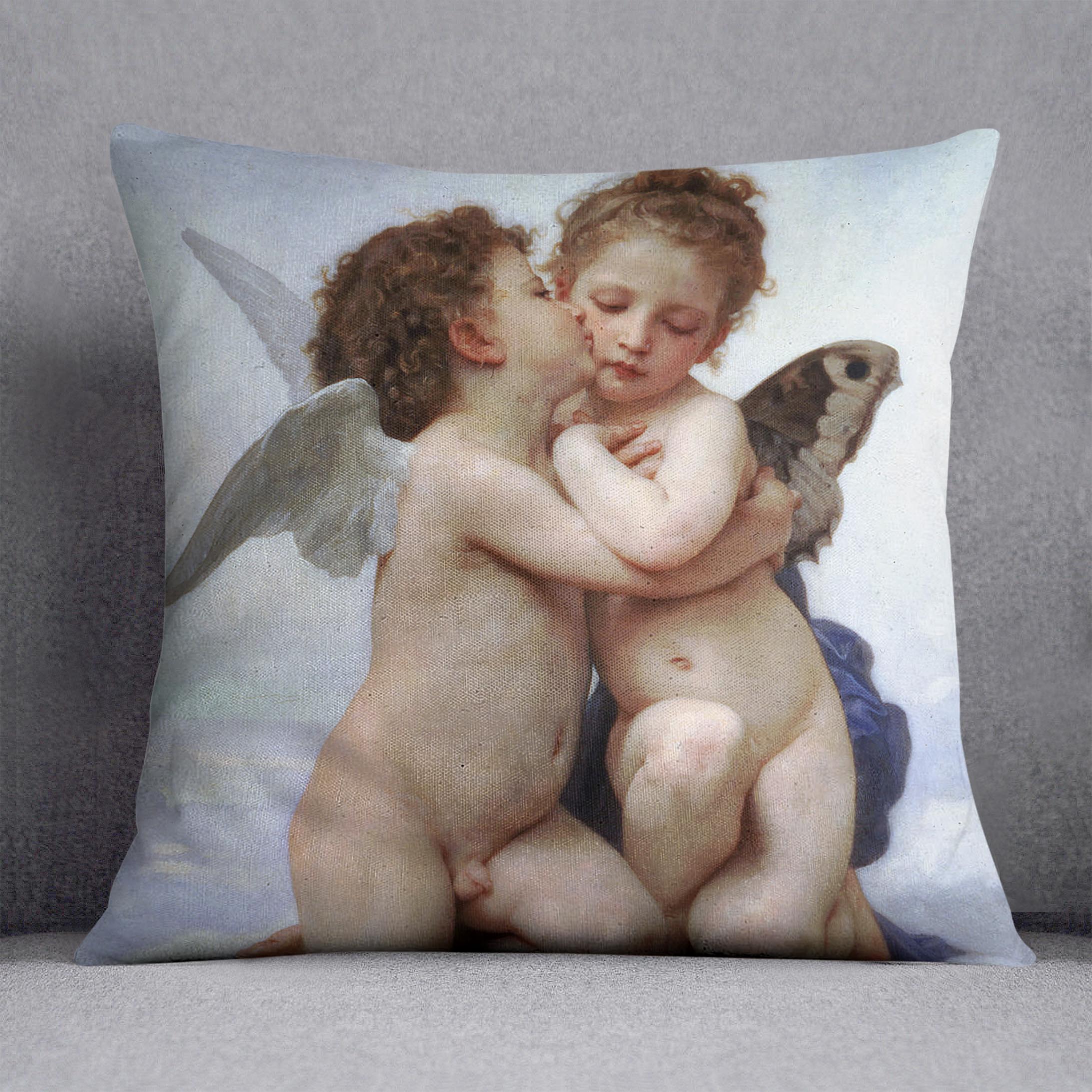 First Kiss By Bouguereau Cushion