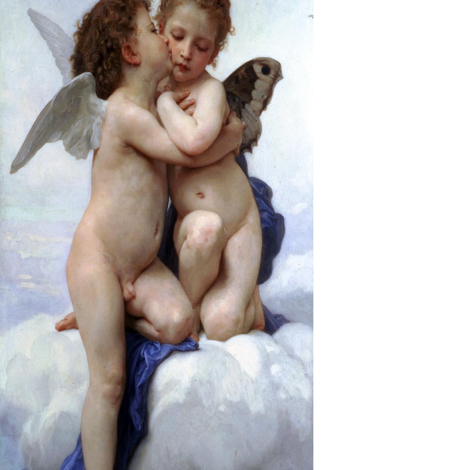 First Kiss By Bouguereau Floating Framed Canvas