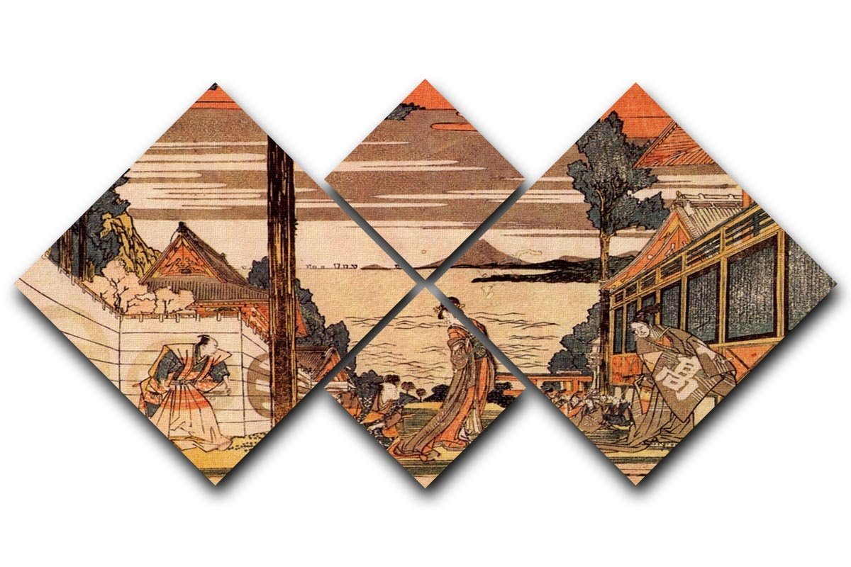 First act by Hokusai 4 Square Multi Panel Canvas  - Canvas Art Rocks - 1