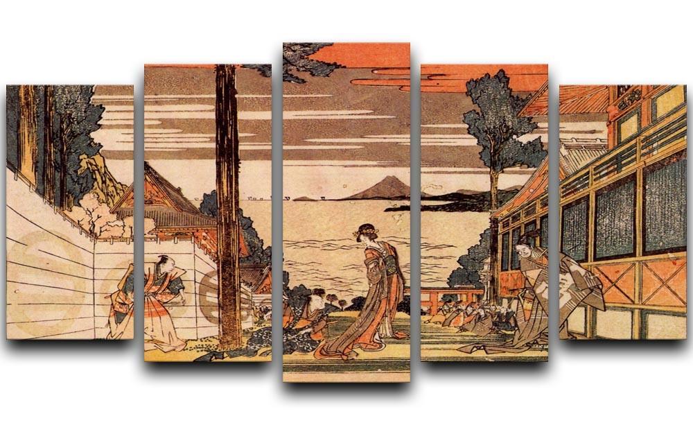 First act by Hokusai 5 Split Panel Canvas  - Canvas Art Rocks - 1