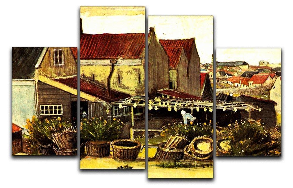 Fish-Drying Barn by Van Gogh 4 Split Panel Canvas  - Canvas Art Rocks - 1