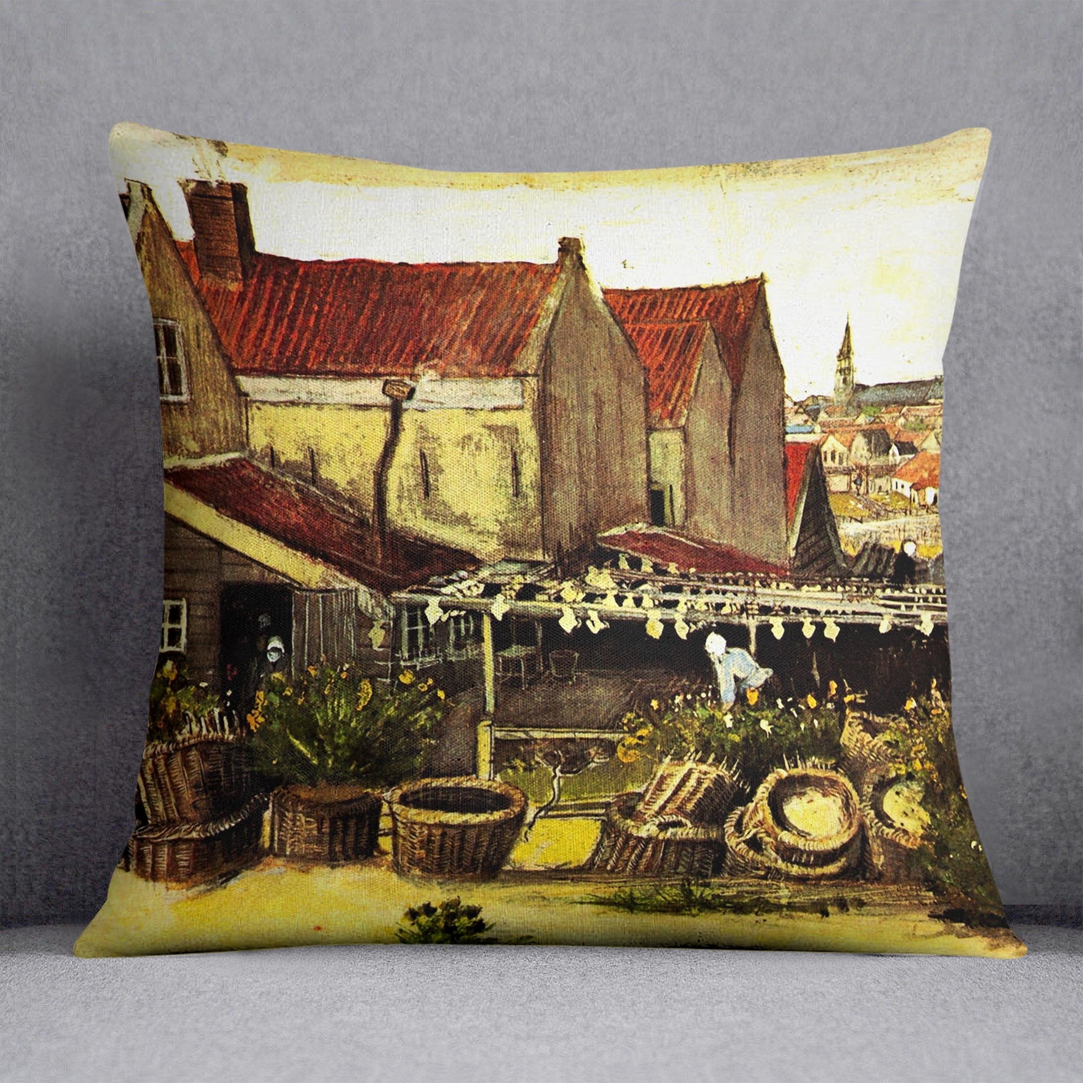 Fish-Drying Barn by Van Gogh Throw Pillow