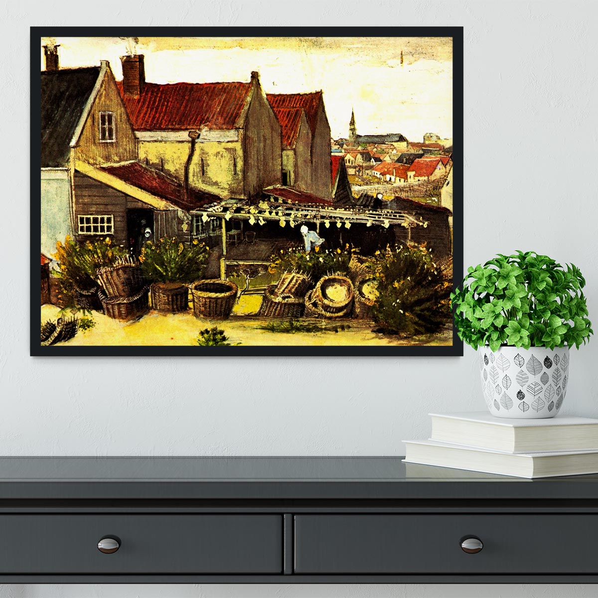 Fish-Drying Barn by Van Gogh Framed Print - Canvas Art Rocks - 2