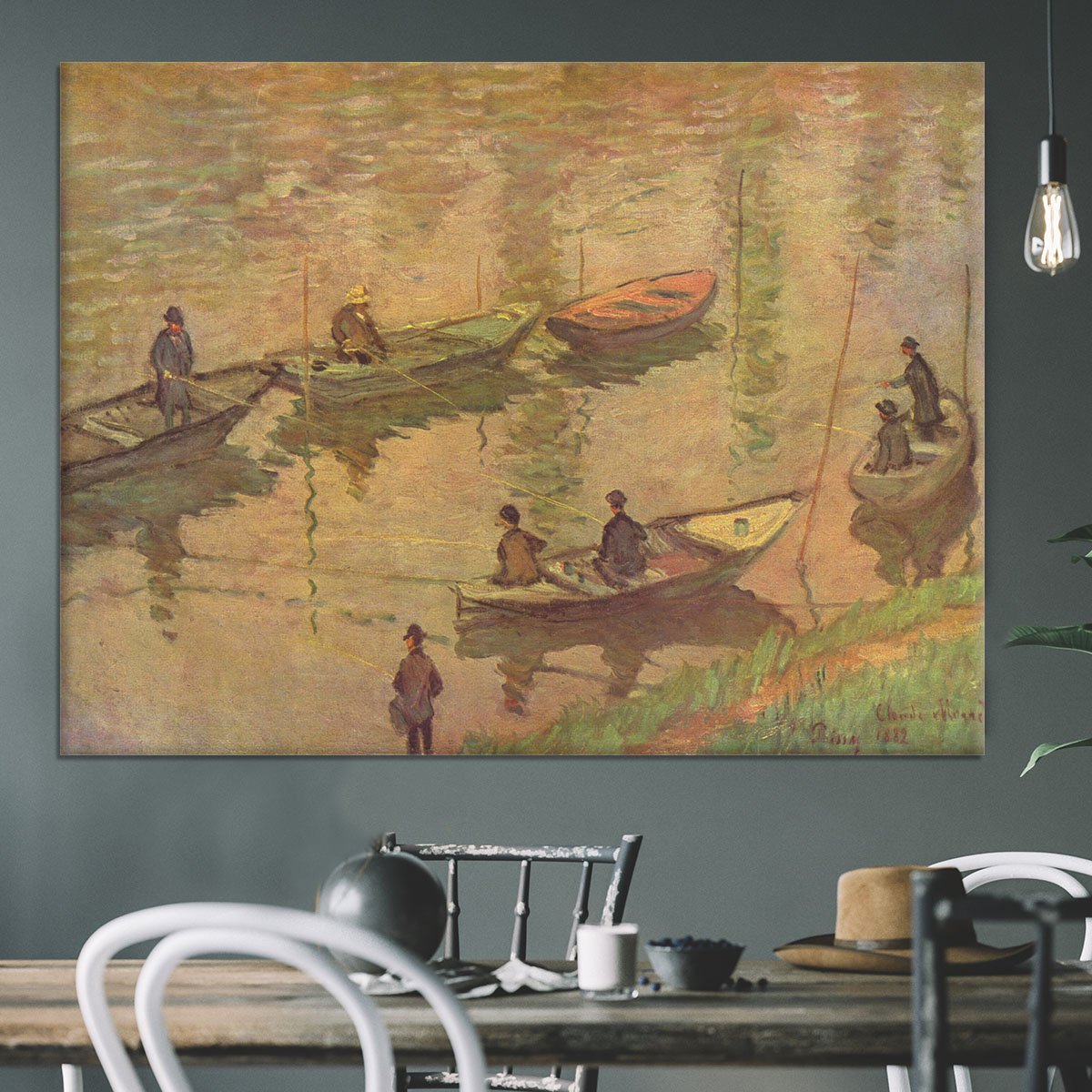 Fishermen on the Seine at Poissy by Claude_Monet Canvas Print or Poster