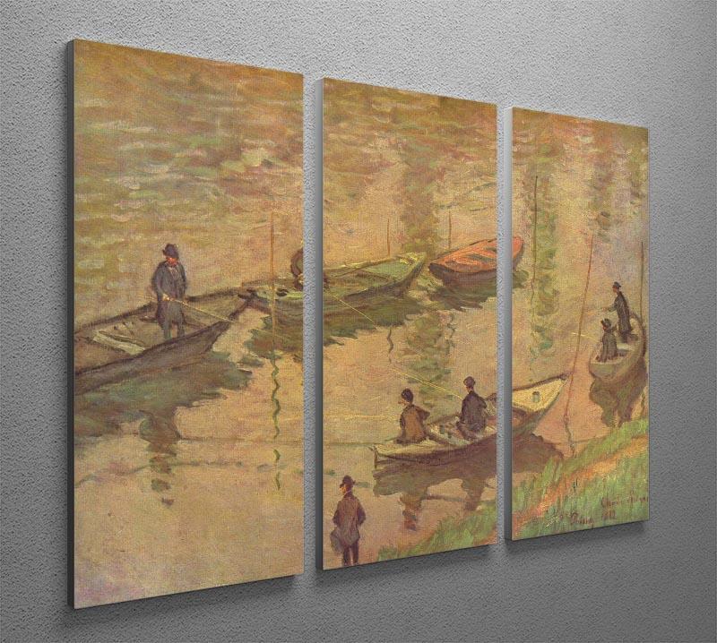 Fishermen on the Seine at Poissy by Claude_Monet Split Panel Canvas Print - Canvas Art Rocks - 4
