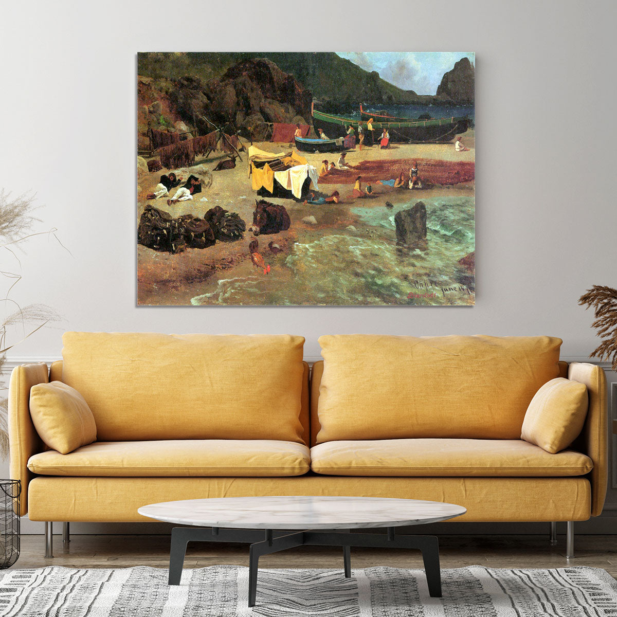 Fishing Boats on Capri by Bierstadt Canvas Print or Poster - Canvas Art Rocks - 4