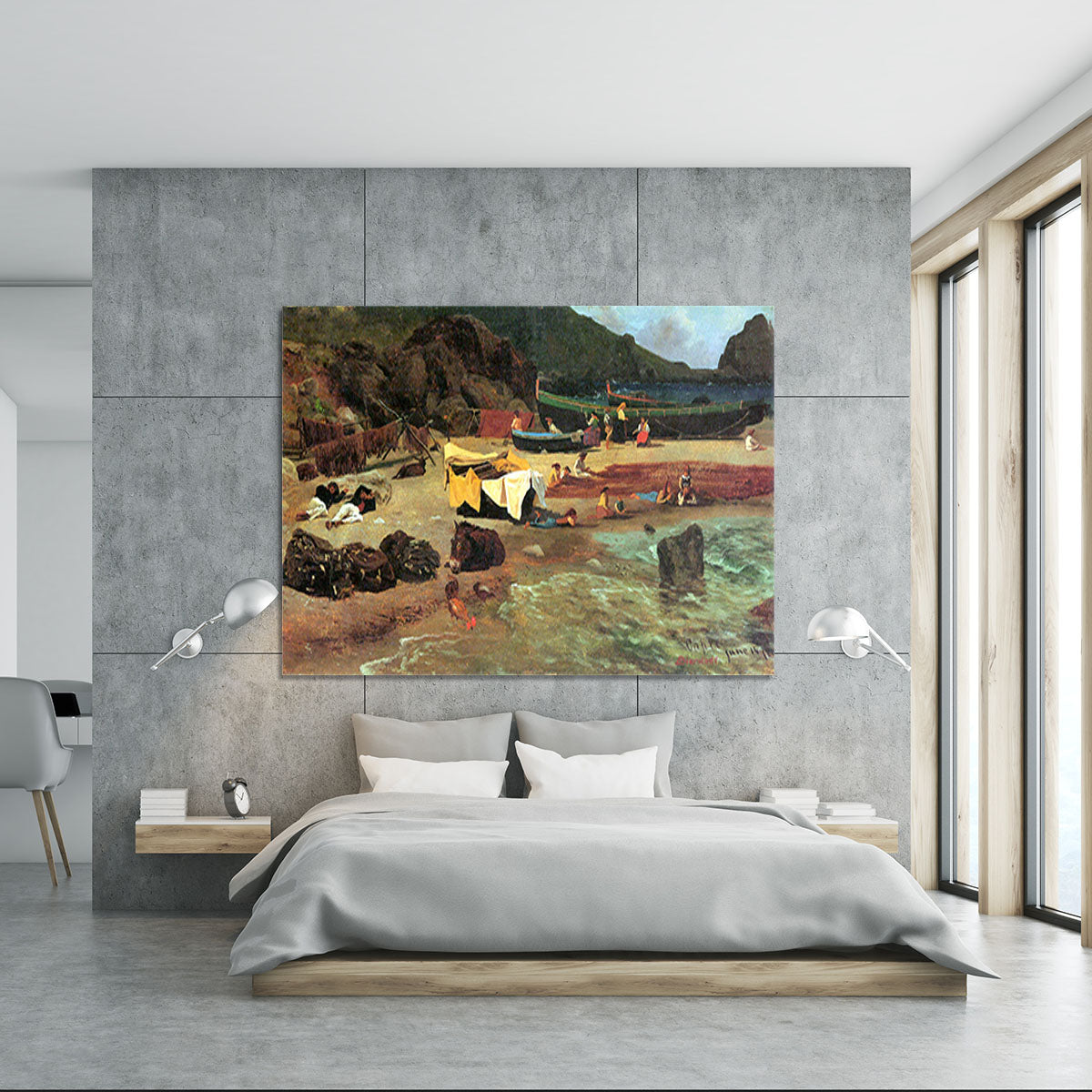 Fishing Boats on Capri by Bierstadt Canvas Print or Poster - Canvas Art Rocks - 5