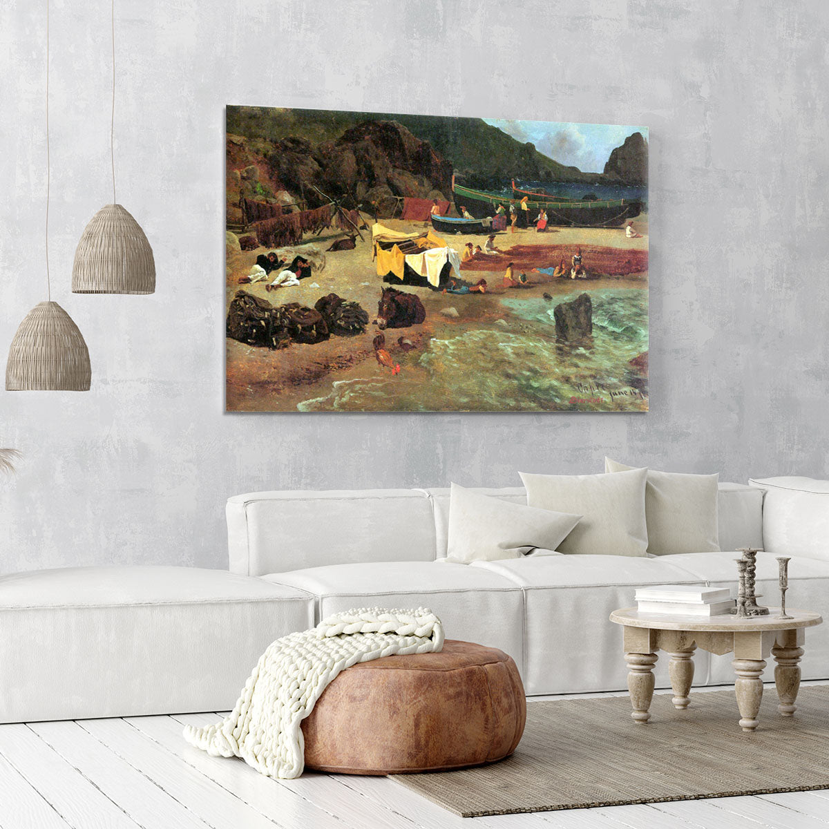 Fishing Boats on Capri by Bierstadt Canvas Print or Poster - Canvas Art Rocks - 6