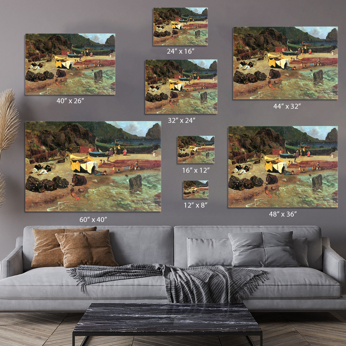Fishing Boats on Capri by Bierstadt Canvas Print or Poster - Canvas Art Rocks - 7