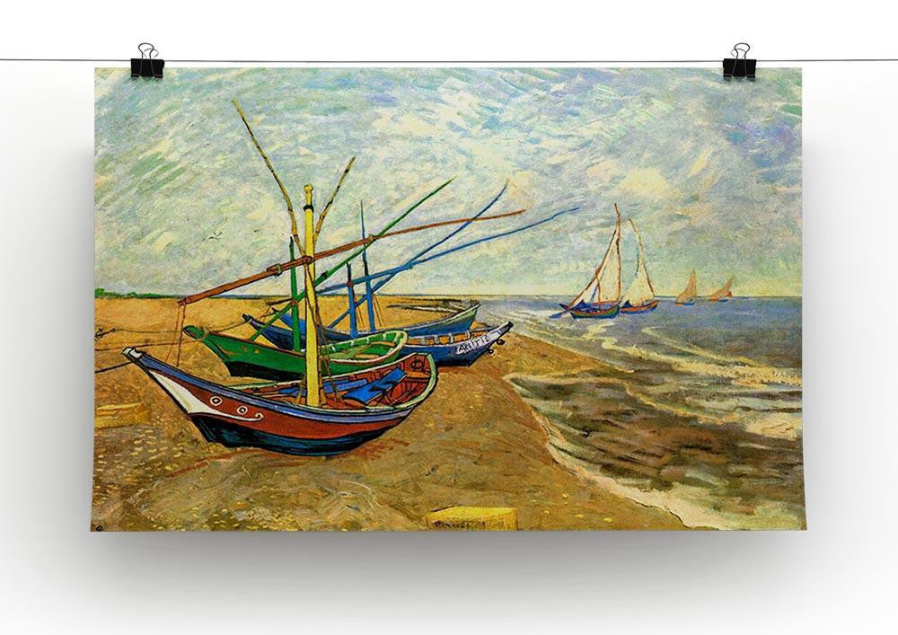 Fishing Boats on the Beach at Saintes-Maries by Van Gogh Canvas Print & Poster - Canvas Art Rocks - 2