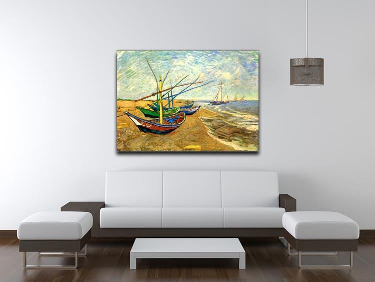 Fishing Boats on the Beach at Saintes-Maries by Van Gogh Canvas Print & Poster - Canvas Art Rocks - 4