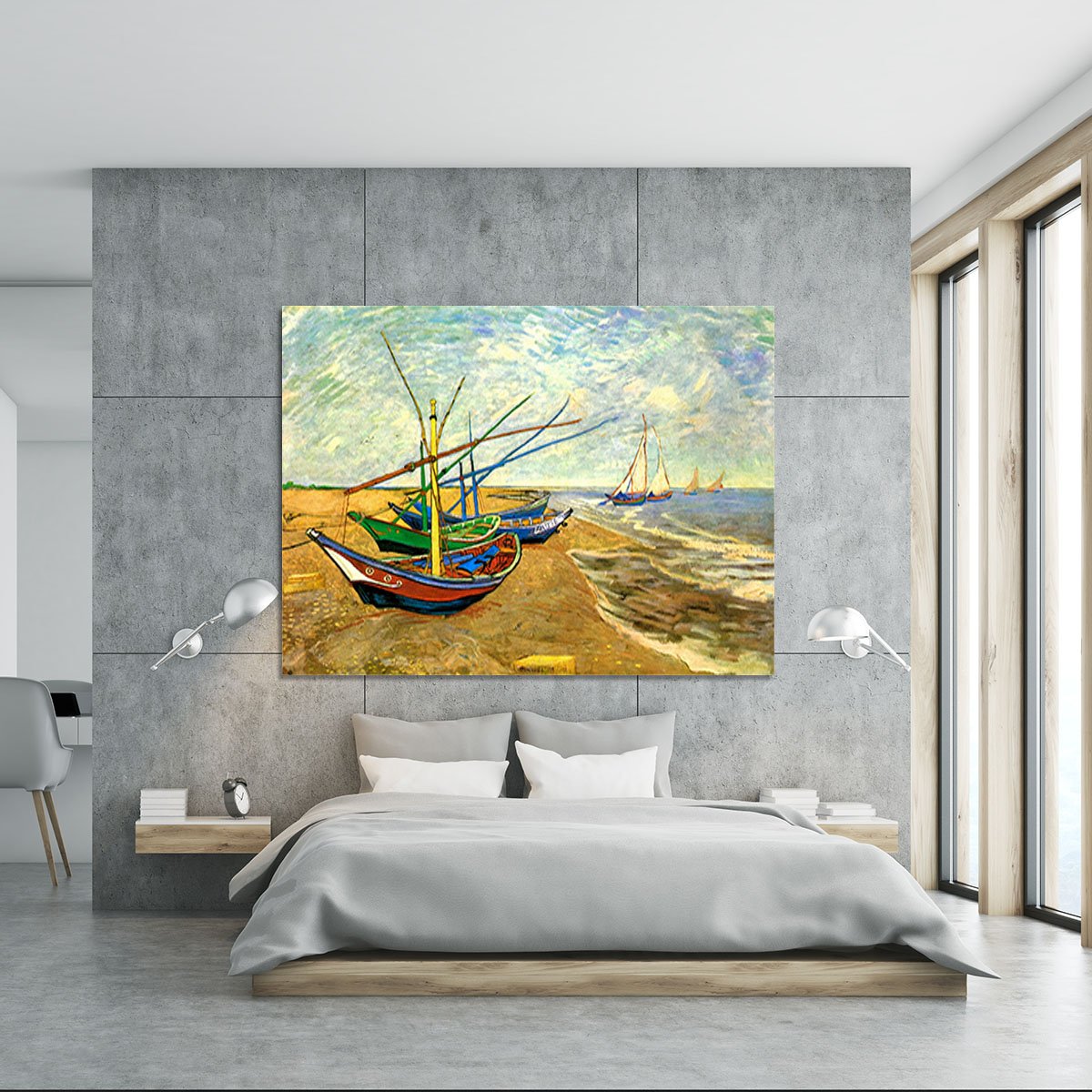 Fishing Boats on the Beach at Saintes-Maries by Van Gogh Canvas Print or Poster