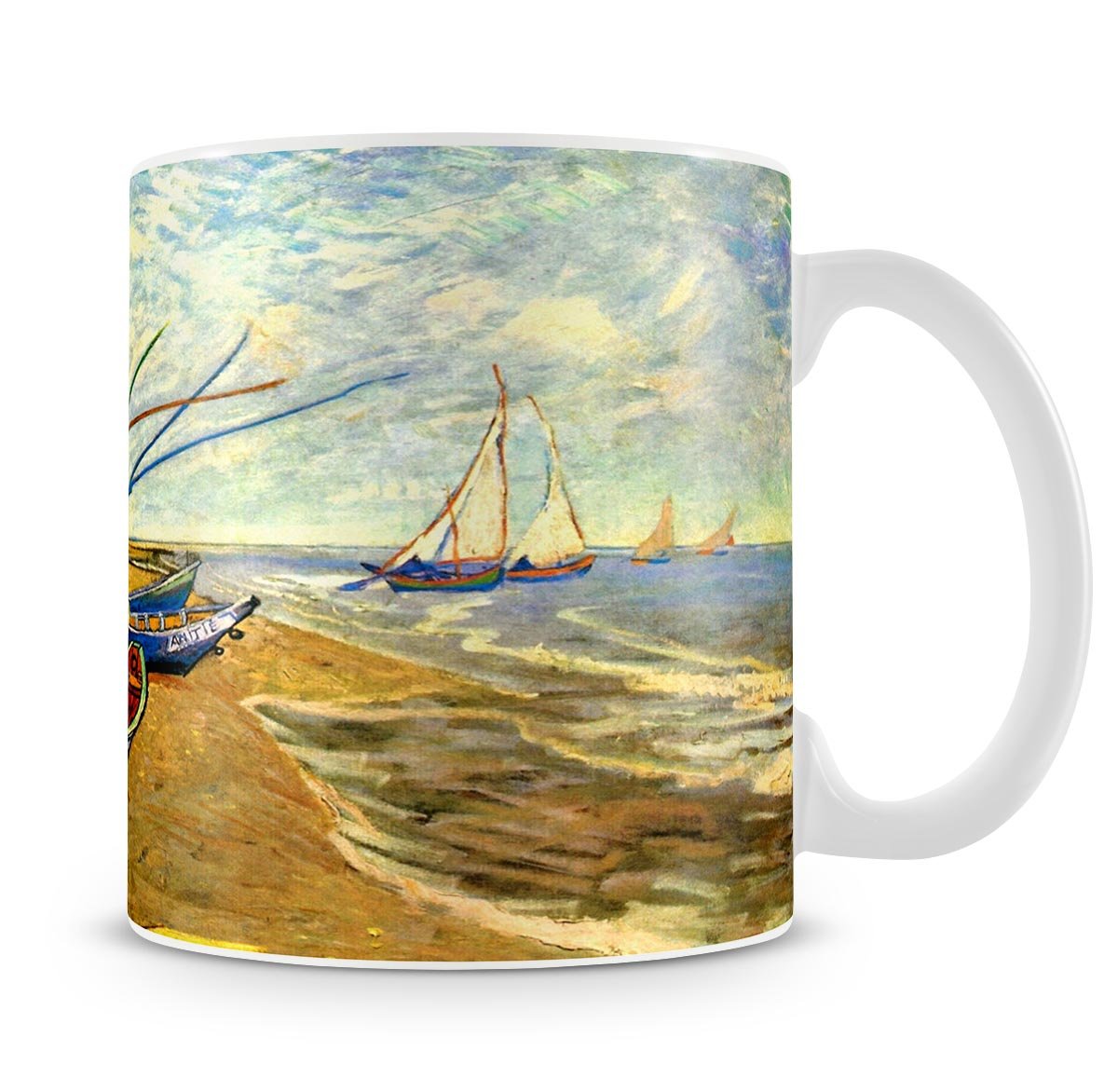 Fishing Boats on the Beach at Saintes-Maries by Van Gogh Mug - Canvas Art Rocks - 4