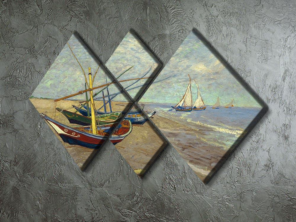 Fishing boats at Sainte Marie 4 Square Multi Panel Canvas - Canvas Art Rocks - 2