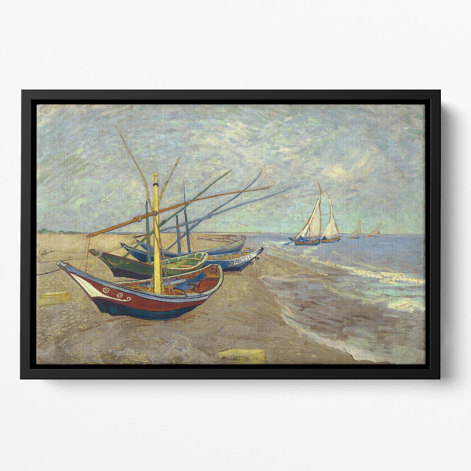 Fishing boats at Sainte Marie Floating Framed Canvas