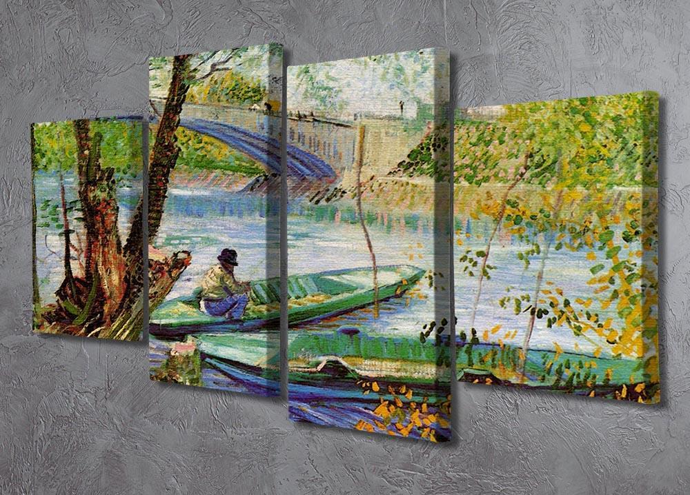 Fishing in Spring by Van Gogh 4 Split Panel Canvas - Canvas Art Rocks - 2
