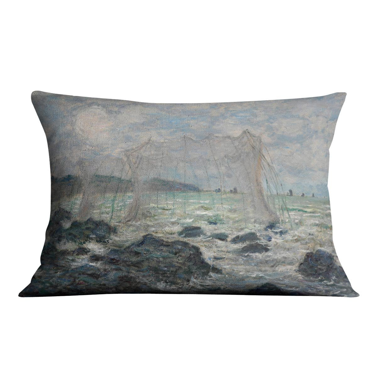 Fishing nets at Pourville by Monet Throw Pillow