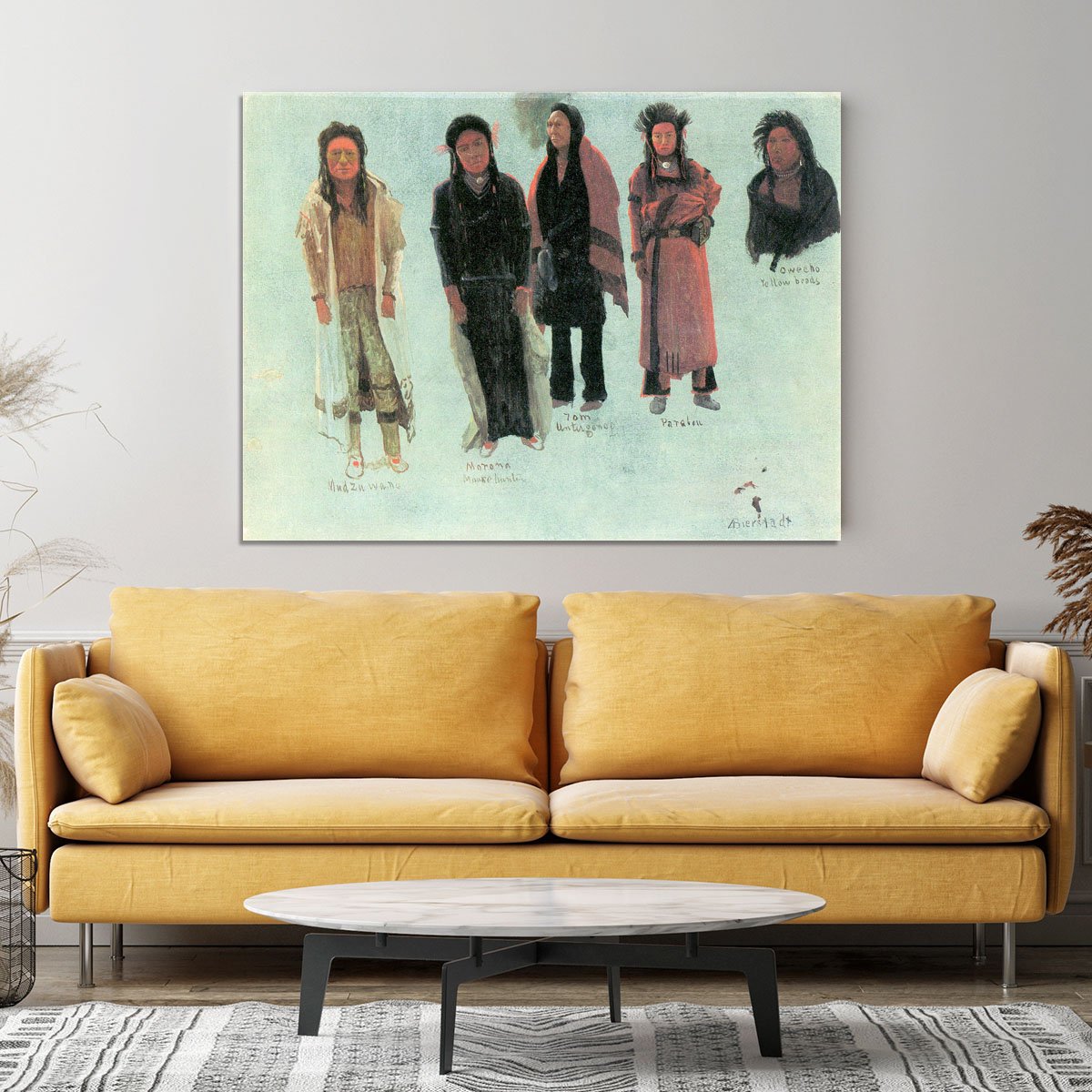 Five Indians by Bierstadt Canvas Print or Poster