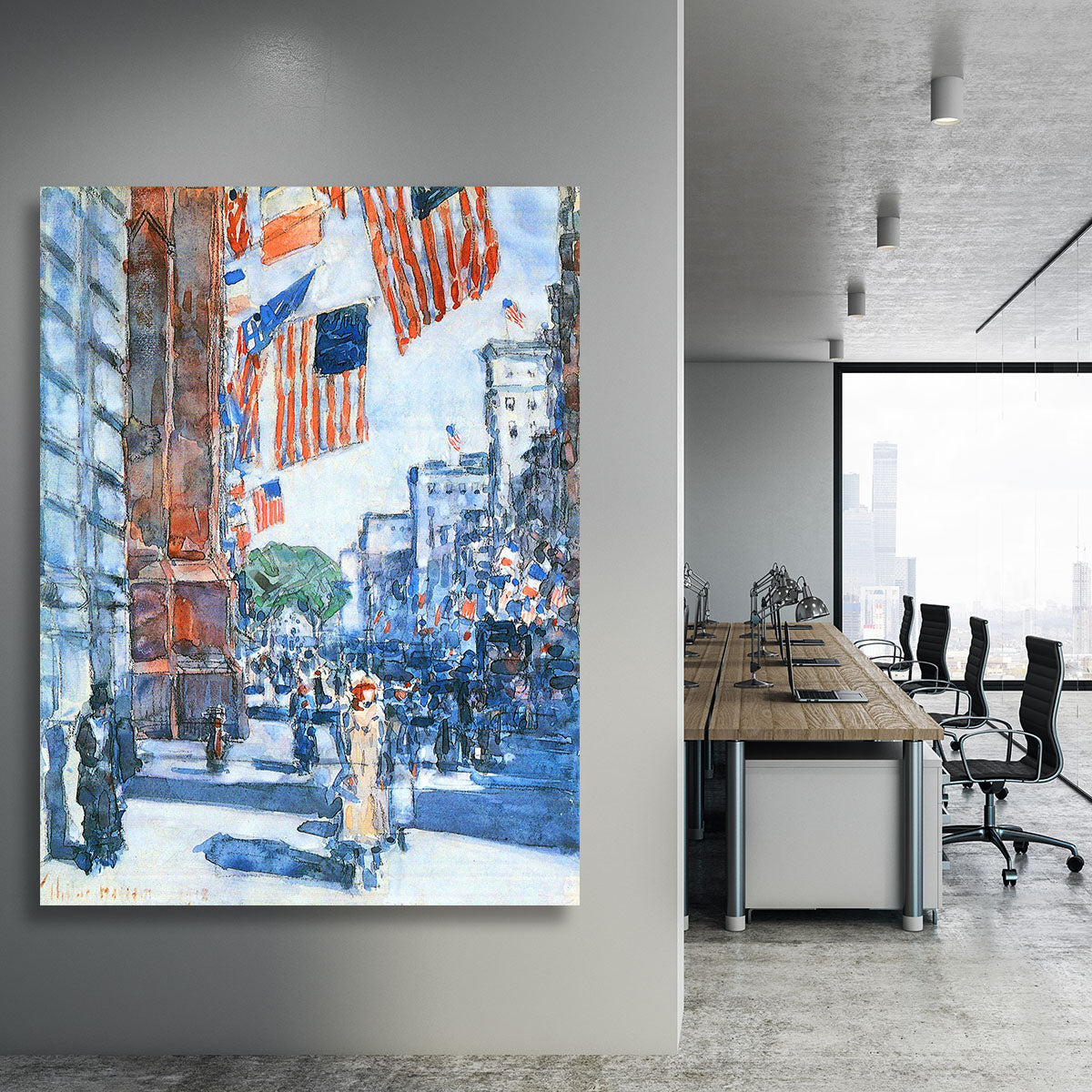 Flags Fifth Avenue by Hassam Canvas Print or Poster - Canvas Art Rocks - 3