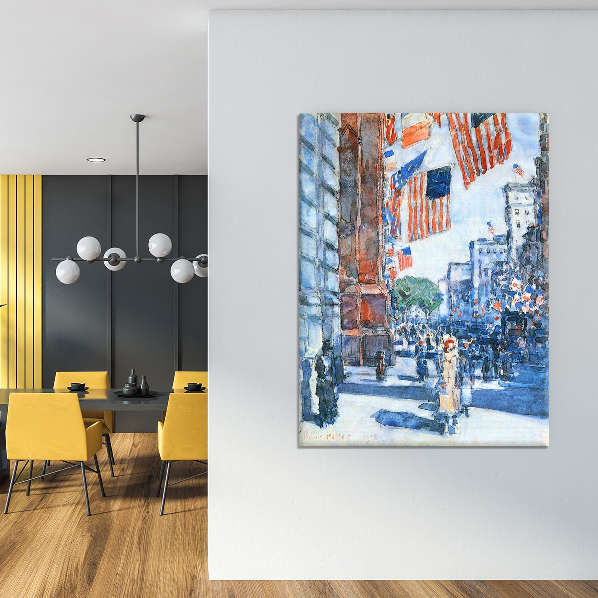 Flags Fifth Avenue by Hassam Canvas Print or Poster