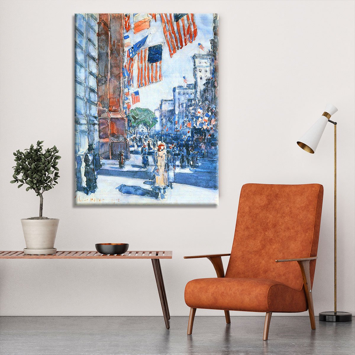 Flags Fifth Avenue by Hassam Canvas Print or Poster