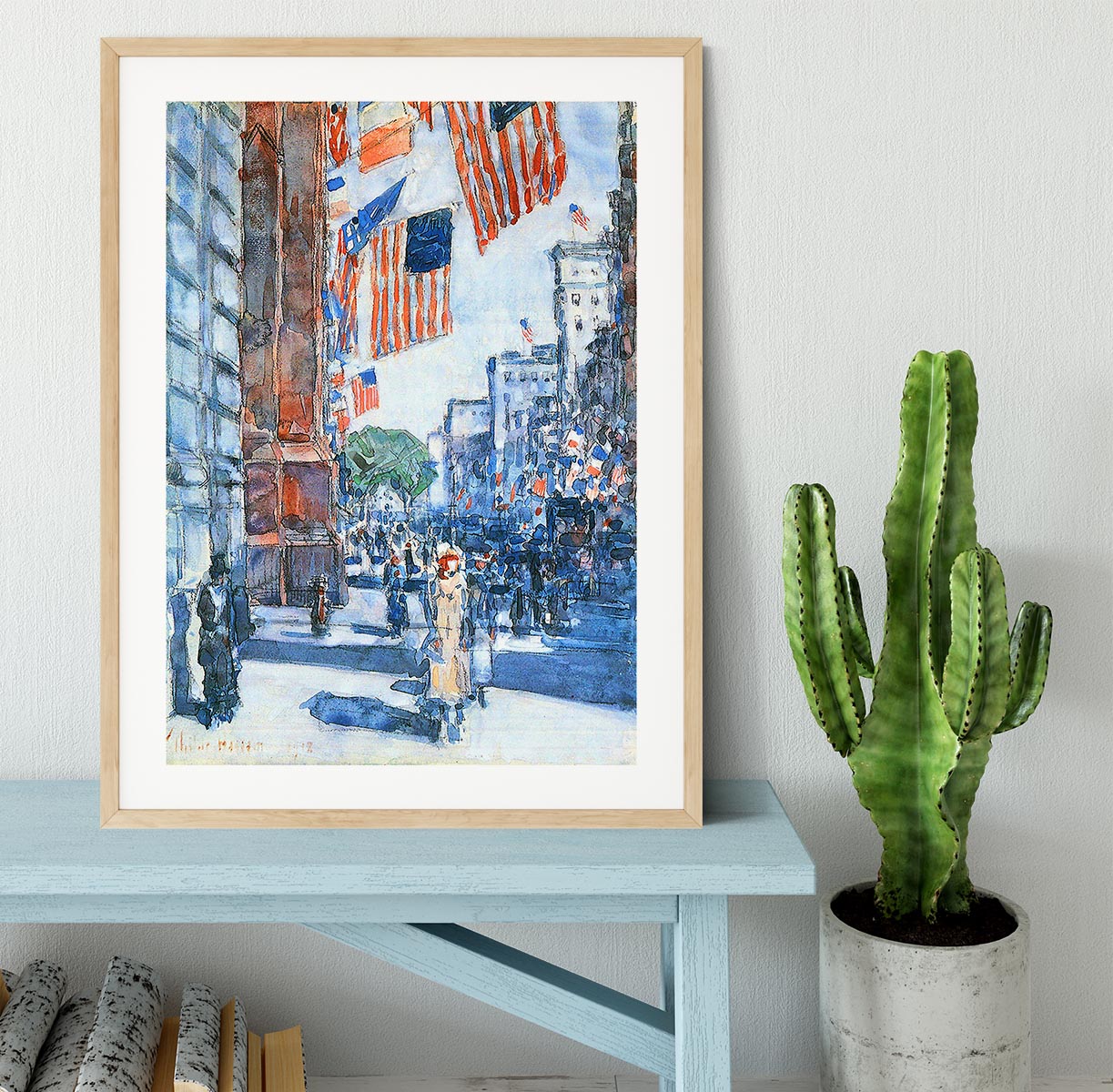 Flags Fifth Avenue by Hassam Framed Print - Canvas Art Rocks - 3