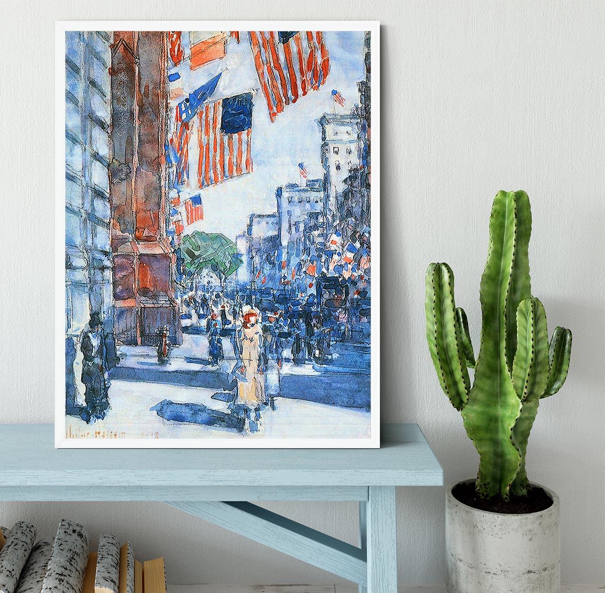 Flags Fifth Avenue by Hassam Framed Print - Canvas Art Rocks -6