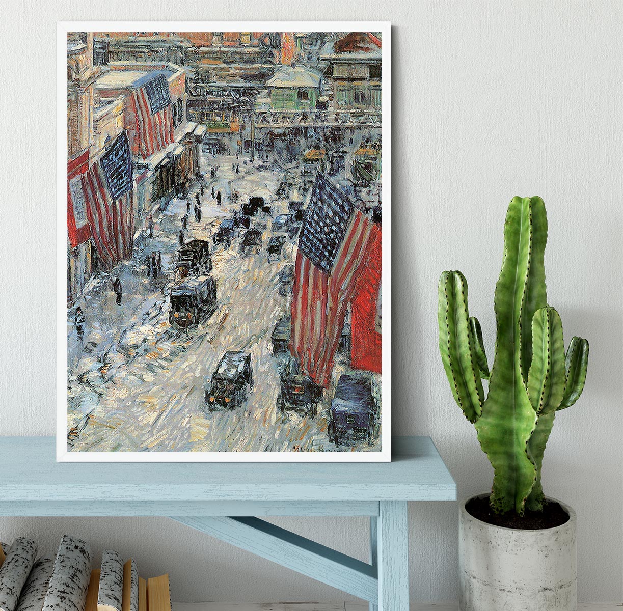 Flags on Fifth Avenue Winter 1918 by Hassam Framed Print - Canvas Art Rocks -6