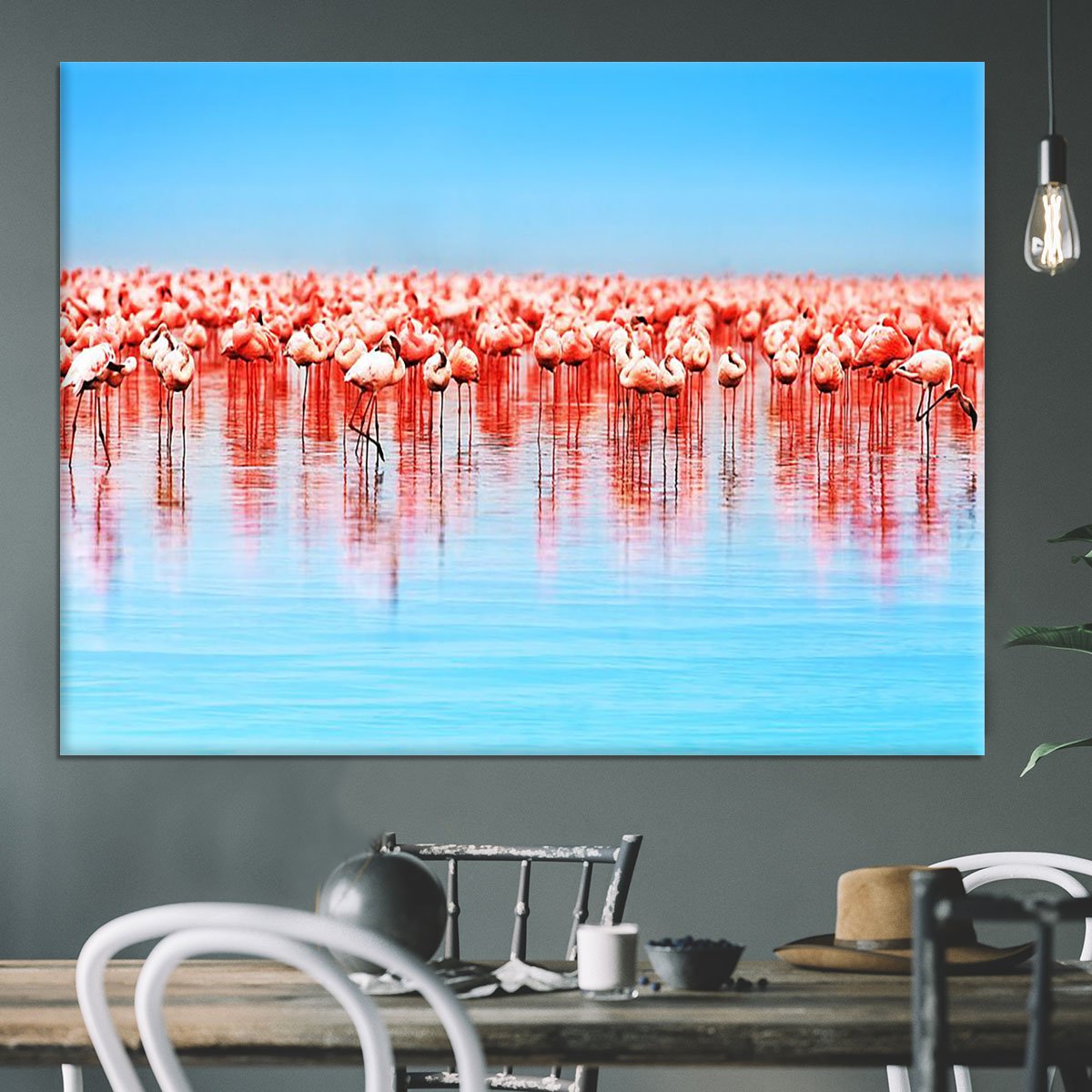 Flamingo birds in the lake Nakuru Canvas Print or Poster
