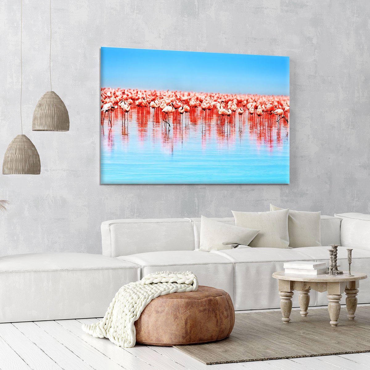 Flamingo birds in the lake Nakuru Canvas Print or Poster