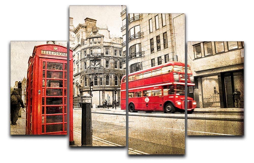 Fleet street vintage sepia 4 Split Panel Canvas  - Canvas Art Rocks - 1