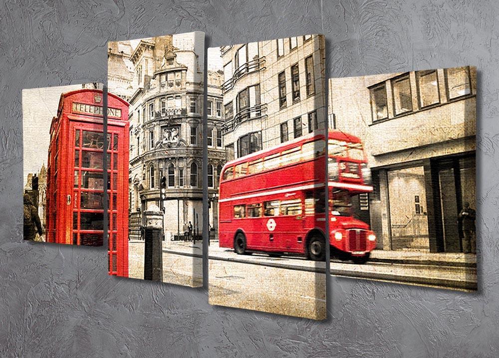 Fleet street vintage sepia 4 Split Panel Canvas  - Canvas Art Rocks - 2