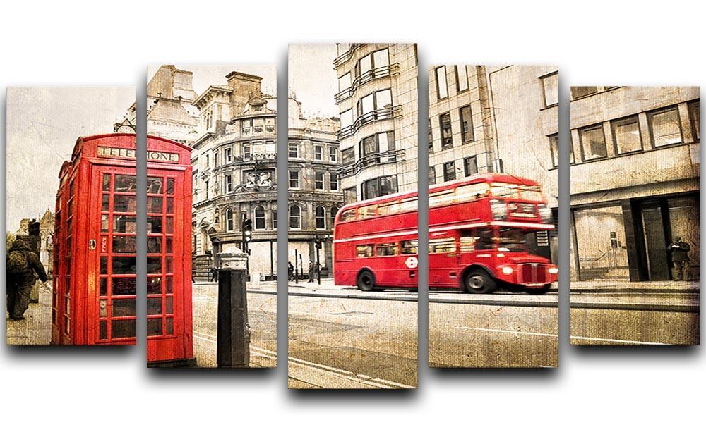 Fleet street vintage sepia 5 Split Panel Canvas  - Canvas Art Rocks - 1