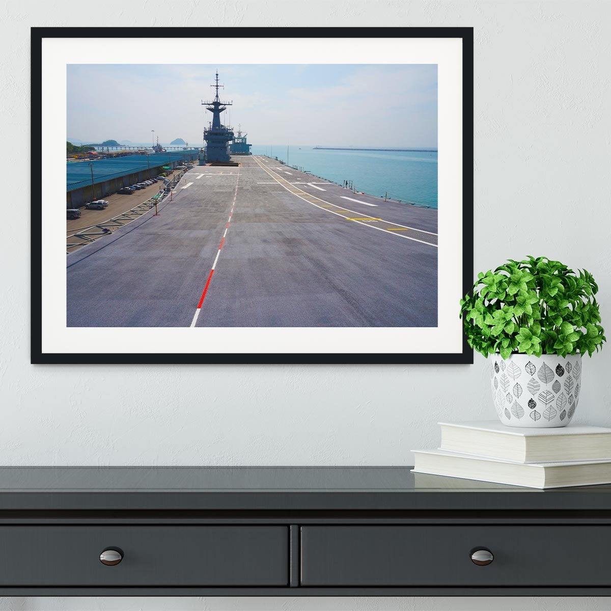 Flight deck of an aircraft carrier Framed Print - Canvas Art Rocks - 1
