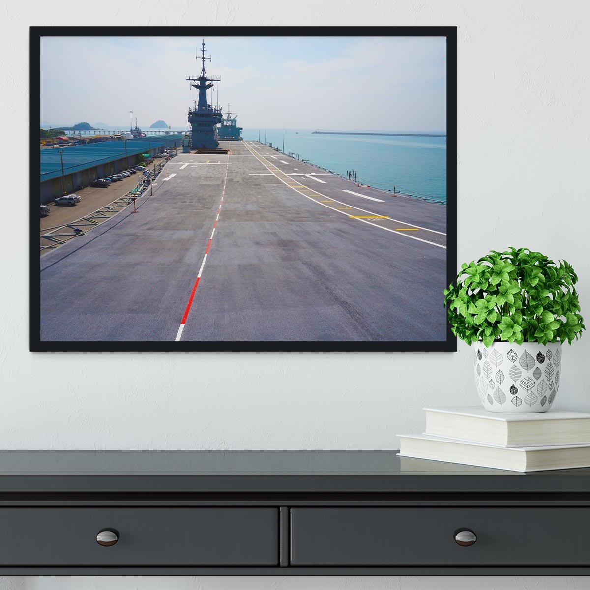 Flight deck of an aircraft carrier Framed Print - Canvas Art Rocks - 2