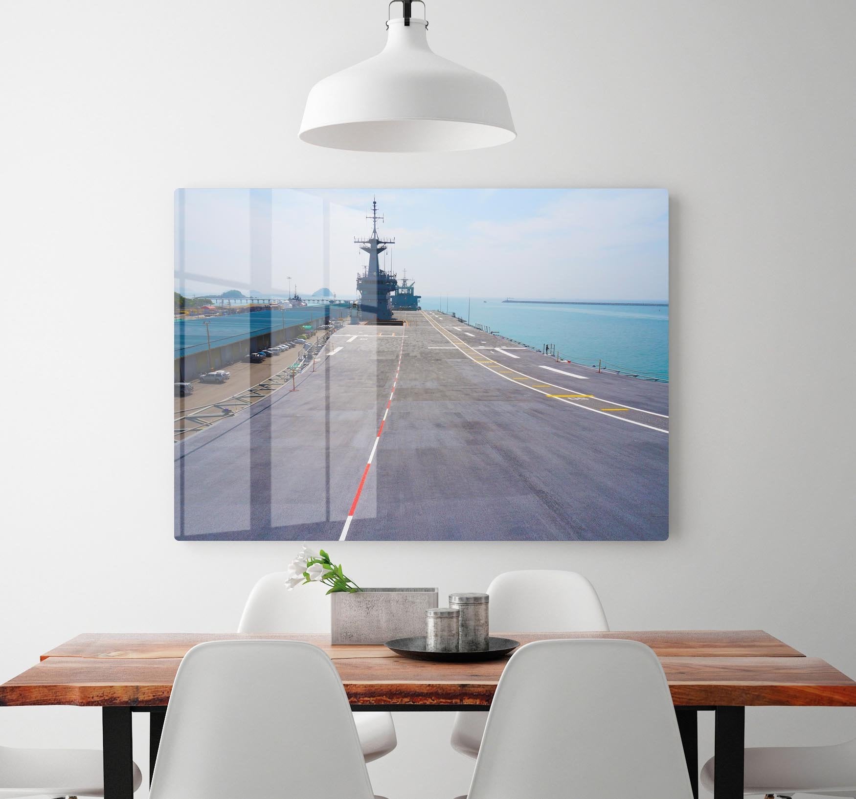 Flight deck of an aircraft carrier HD Metal Print
