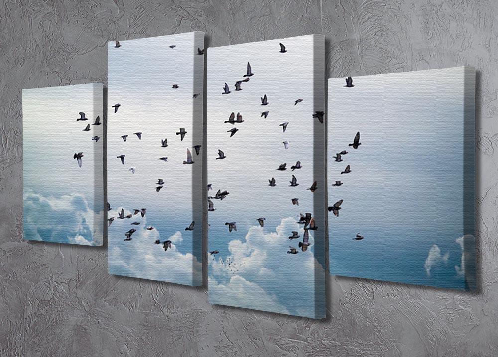 Flock of birds flying in the sky 4 Split Panel Canvas - Canvas Art Rocks - 2