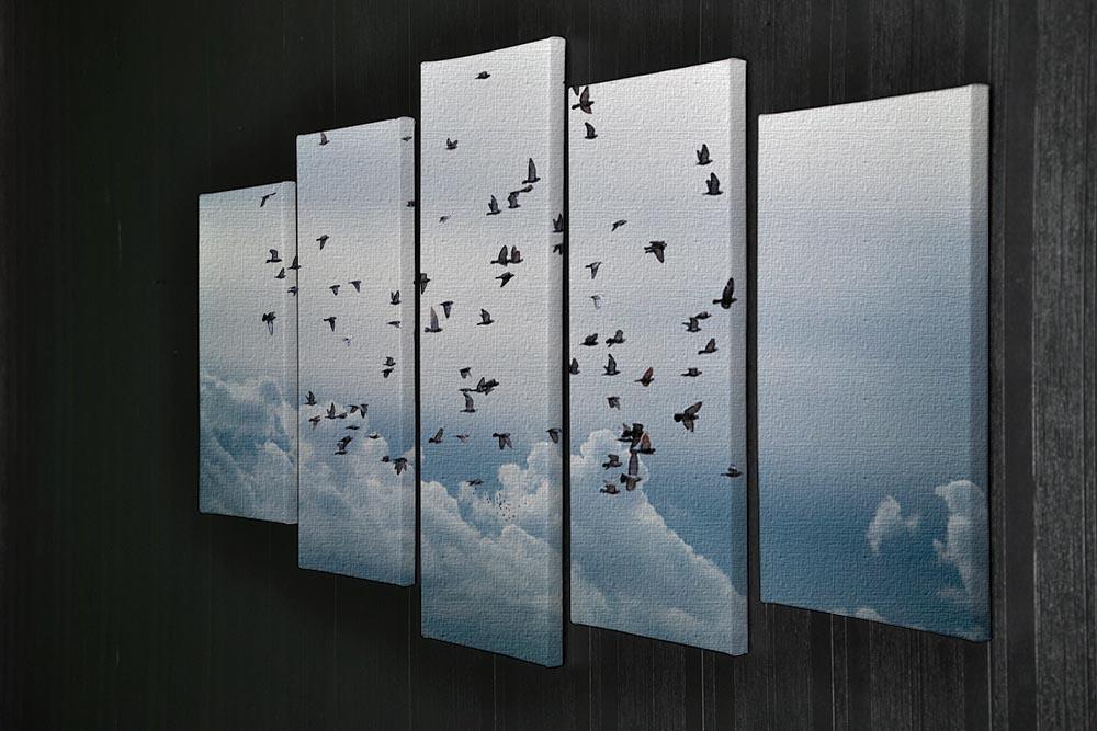 Flock of birds flying in the sky 5 Split Panel Canvas - Canvas Art Rocks - 2