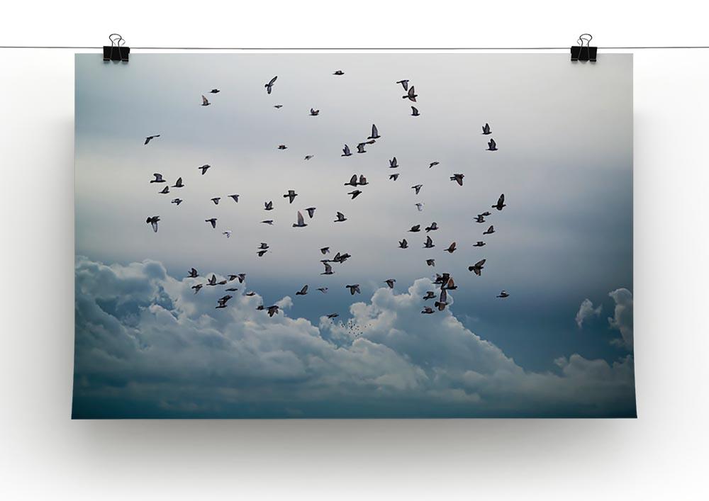 Flock of birds flying in the sky Canvas Print or Poster - Canvas Art Rocks - 2