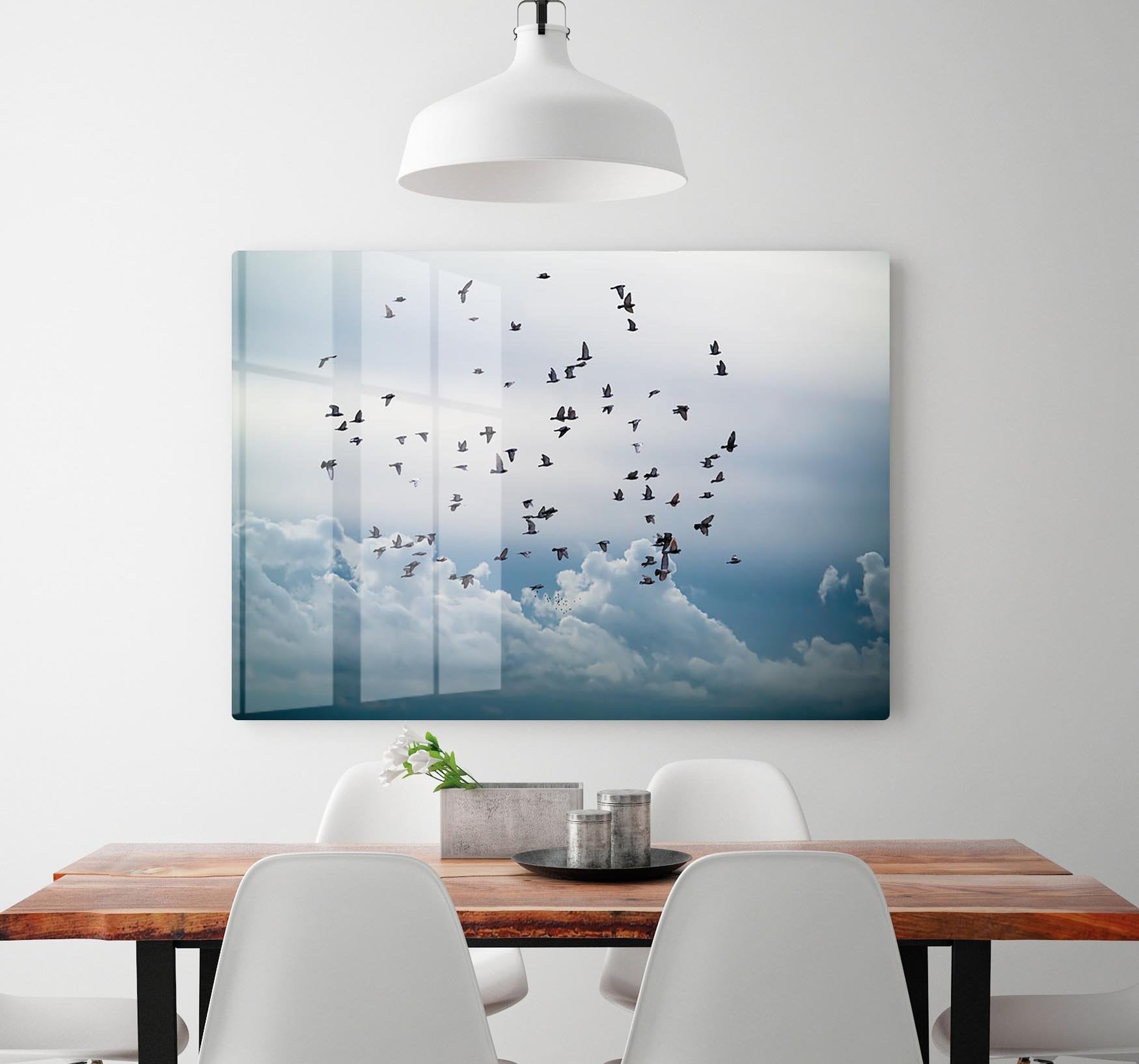 Flock of birds flying in the sky HD Metal Print - Canvas Art Rocks - 2
