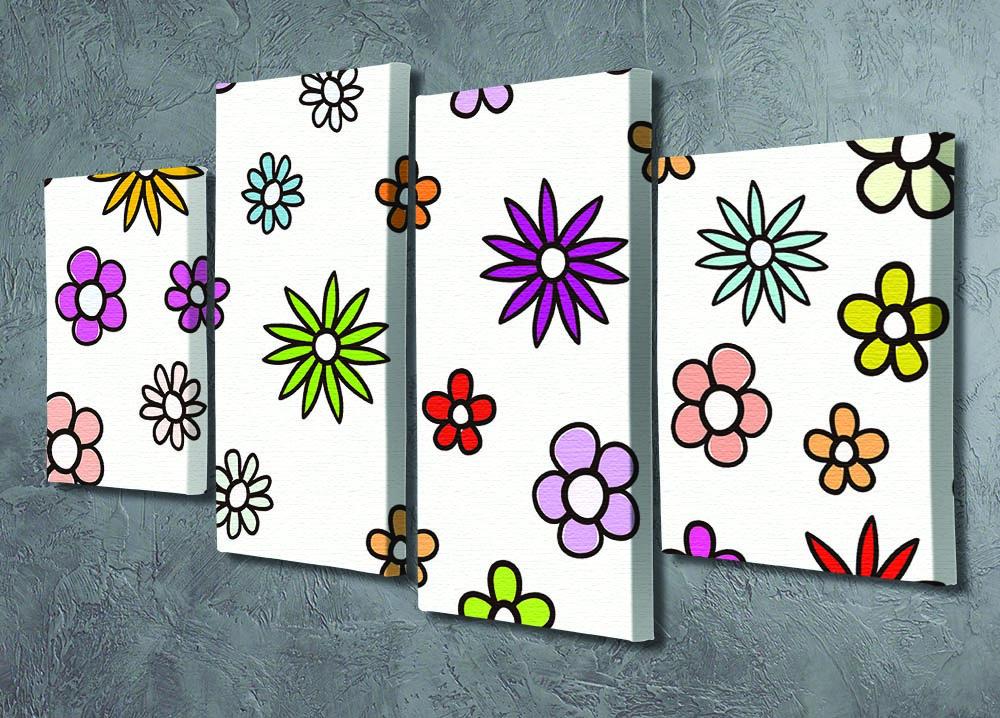 Floral Repeat 4 Split Panel Canvas - Canvas Art Rocks - 2