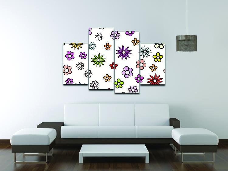 Floral Repeat 4 Split Panel Canvas - Canvas Art Rocks - 3