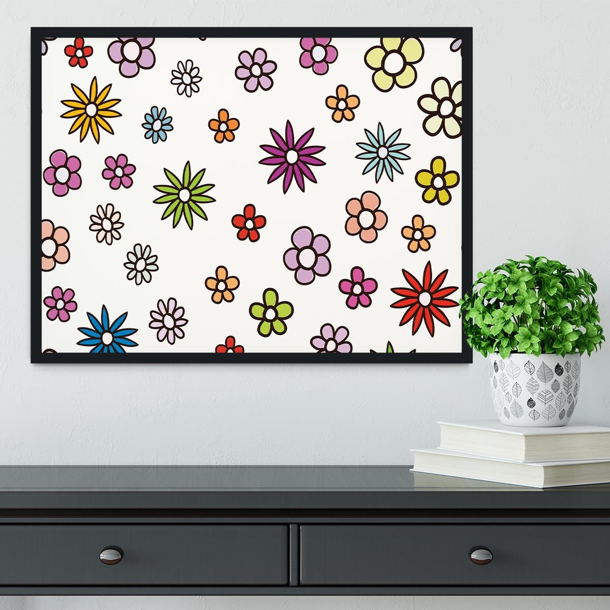 Floral Repeat Framed Print - Canvas Art Rocks - 2